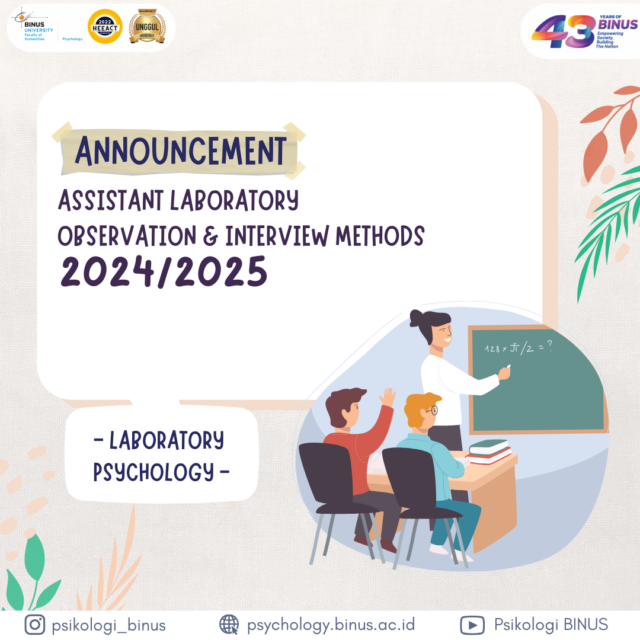 [Announcement] Assistant Laboratory Observation & Interview Methods ...